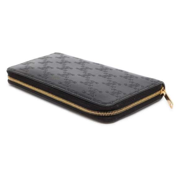 Celine Long Wallet Triomphe Leather Black - Picture 2 of 14